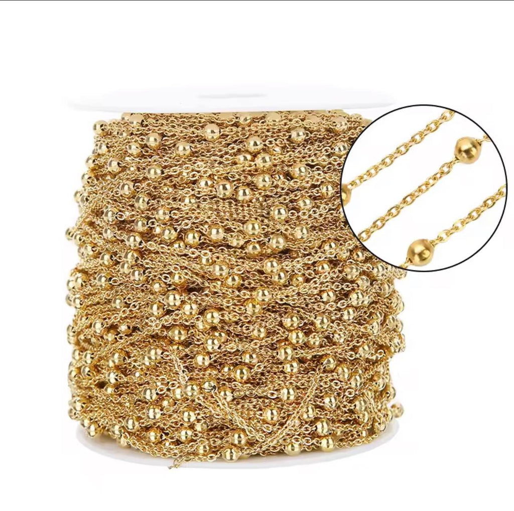 2/5 Yard Beaded Link Chain Roll – Gold & Silver