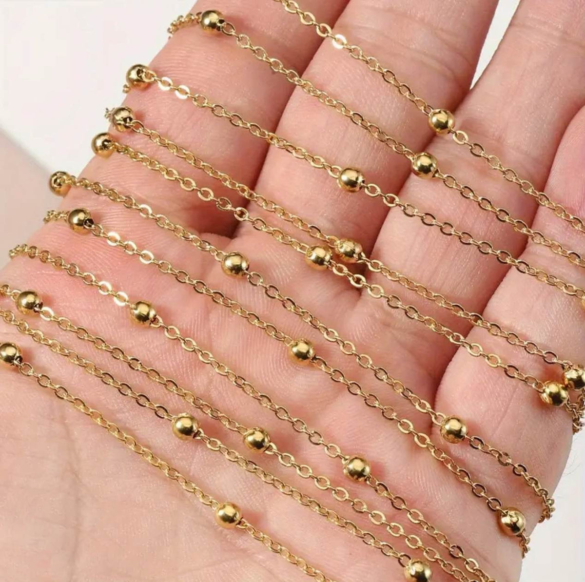 2/5 Yard Beaded Link Chain Roll – Gold & Silver