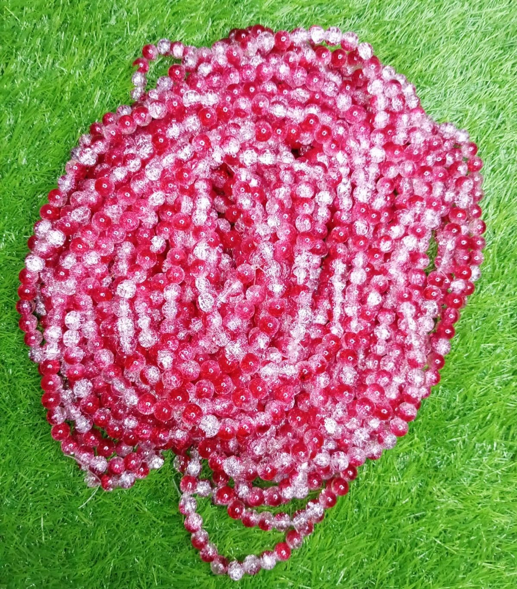 100pcs 8mm Cracked Glass Beads ( 100+ Beads each line )