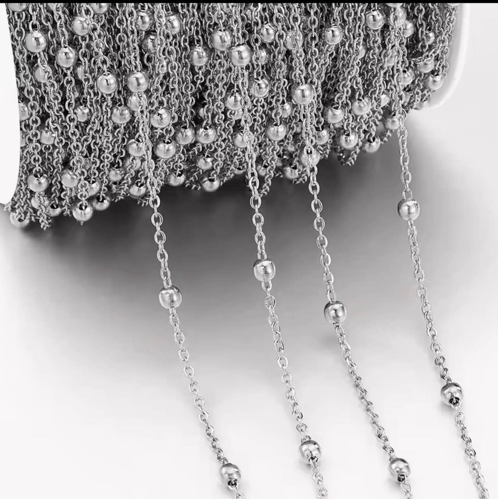2/5 Yard Beaded Link Chain Roll – Gold & Silver