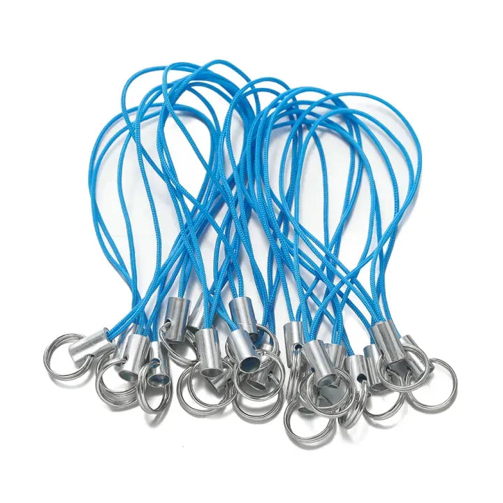 Polyester Colored Phone Lanyard With Double Rings For DIY Keychain