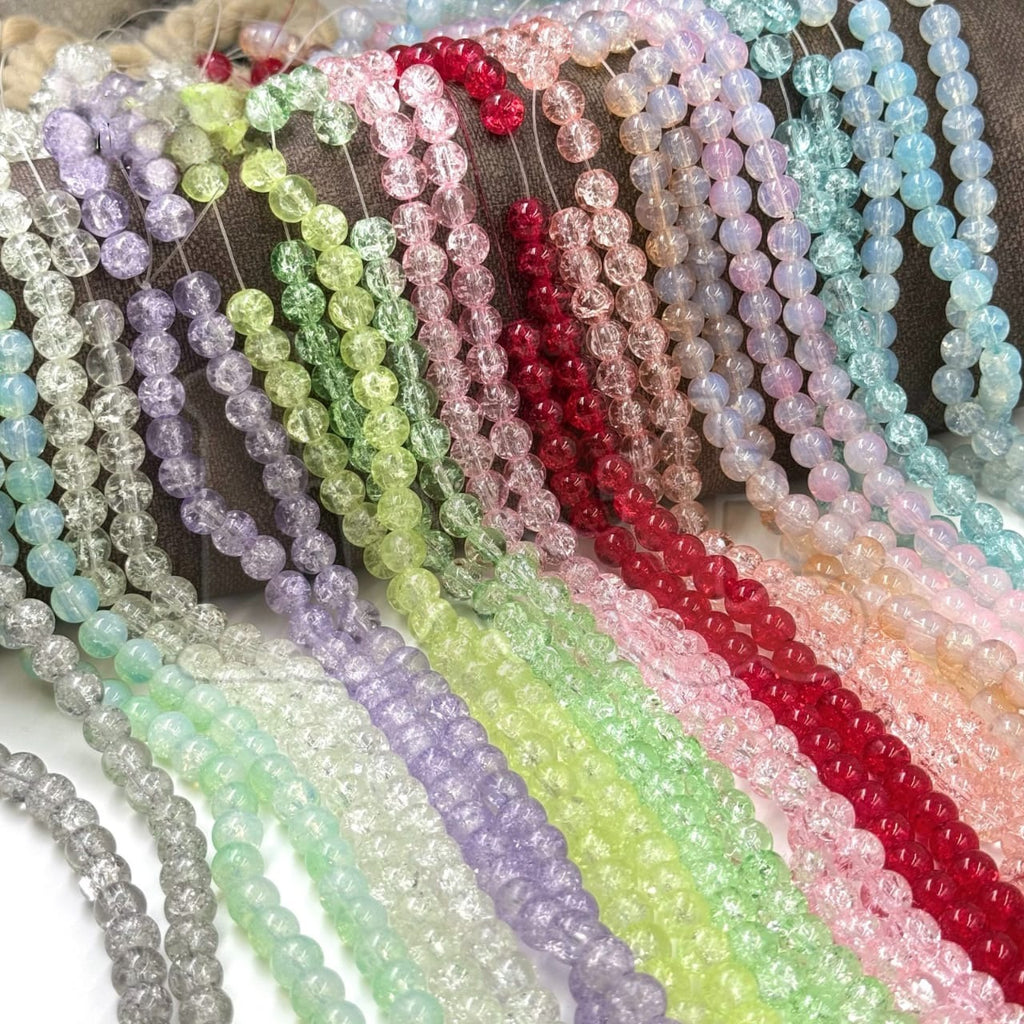 100pcs 8mm Cracked Glass Beads ( 100+ Beads each line )