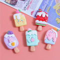 5 Pcs Cute Kawaii Ice Cream Popsicle Resin Charms with Eye Pin