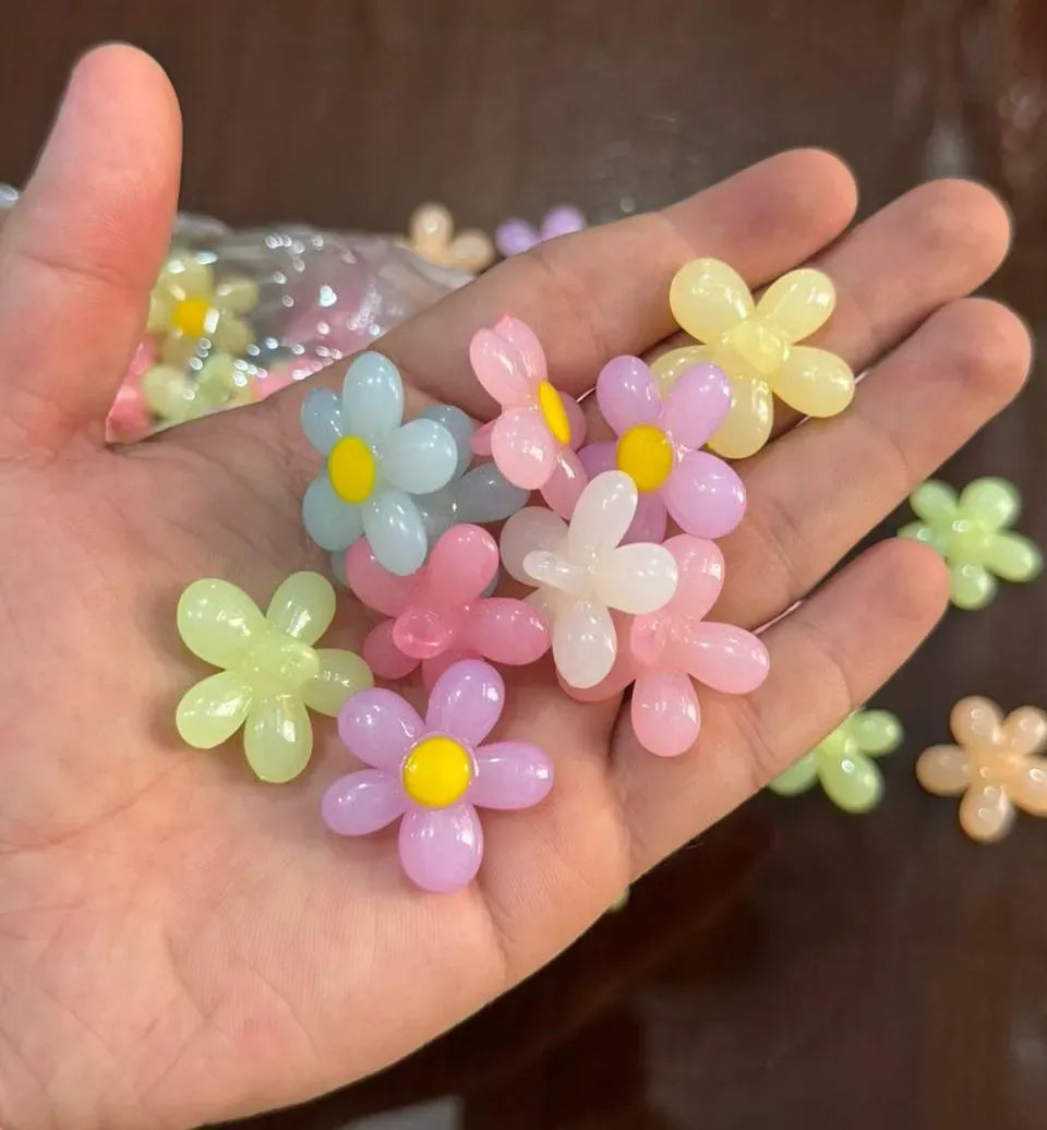 10 Pcs Pack Premium Colorful Acrylic Flower Beads – 5 -Petal Pastel Resin