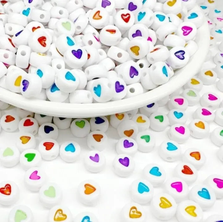 500/100 Pcs Mixed Color Heart Alphabet Beads