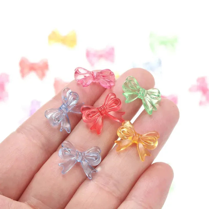 50/100pcs Acrylic Transparent Bow Beads 15×18mm |