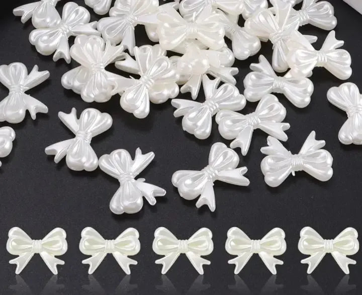 100/50 Pcs Pearl Bow Charm Diy or Jewelry Making