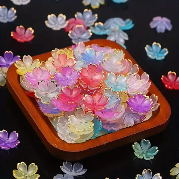 50/100pcs Acrylic Flower Beads