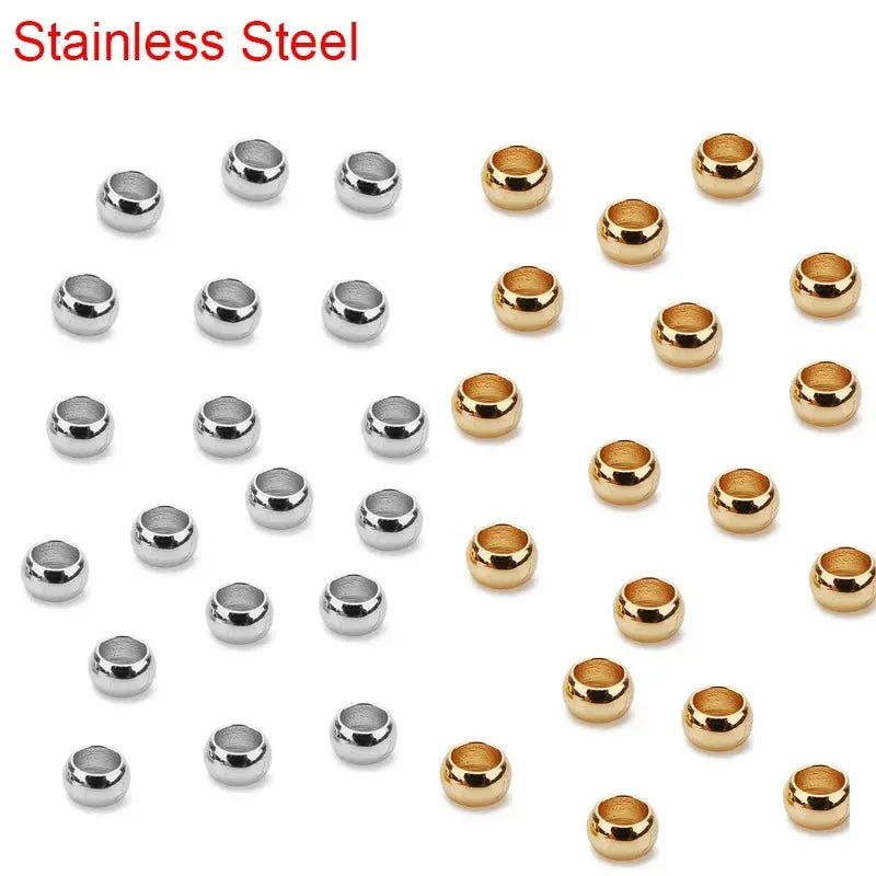 100Pcs Stainless Steel Crimp Beads & End Covers Set – 1.5mm–Stopper Spacer Beads