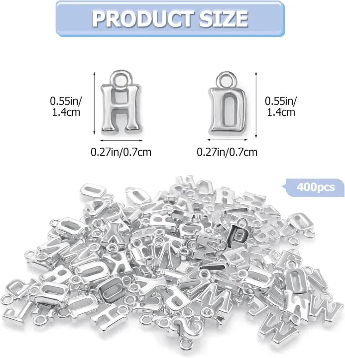 100 Pcs Mini Metal Letter Charms Alphabet - Silver A-Z Initial Pendant Charms for DIY