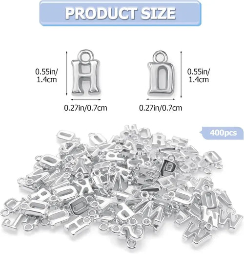 100 Pcs Mini Metal Letter Charms Alphabet - Silver A-Z Initial Pendant Charms for DIY