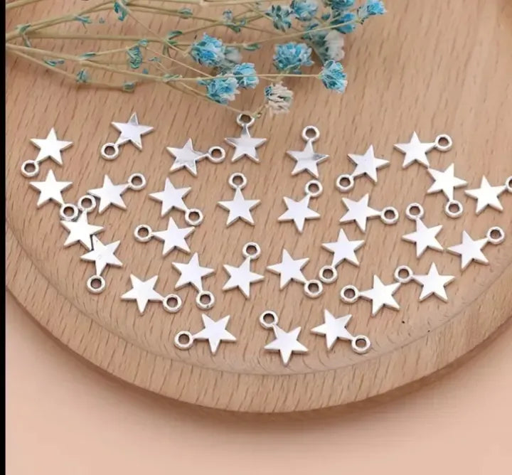 Pack of 100pcs Tiny Star Charms – 6mm Zinc Alloy Pendants
