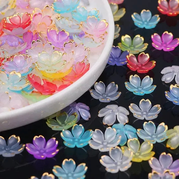 50/100pcs Acrylic Flower Beads