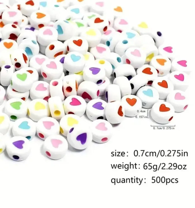 500/100 Pcs Mixed Color Heart Alphabet Beads