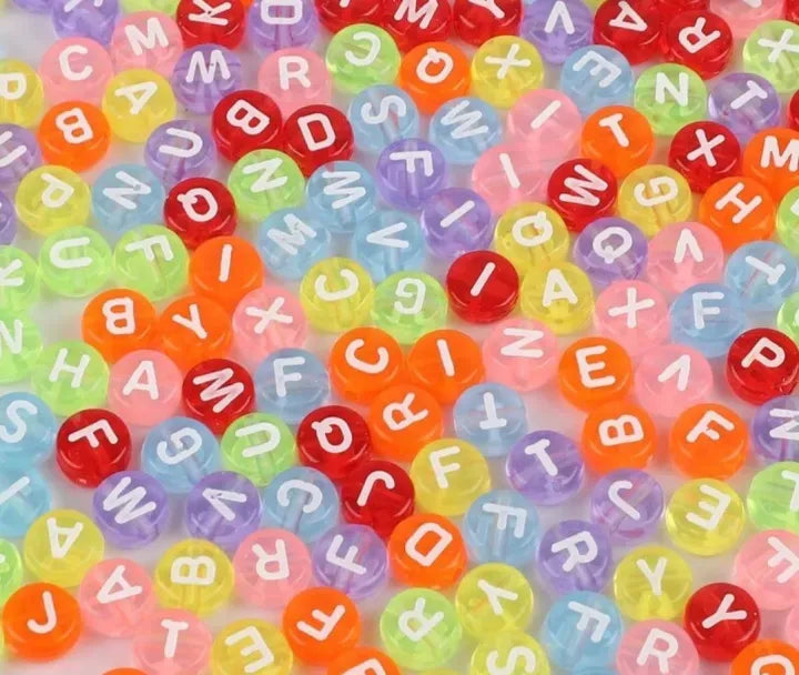 500/100 Pcs Colorful Round Alphabet Beads