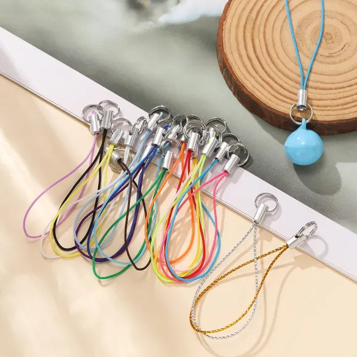 Polyester Colored Phone Lanyard With Double Rings For DIY Keychain