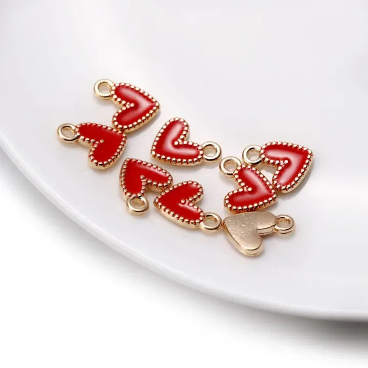 Colorful Alloy Heart Charms – 9x10mm Cute Love Pendants for DIY Bracelets