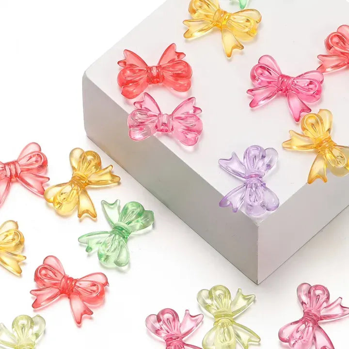 50/100pcs Acrylic Transparent Bow Beads 15×18mm |