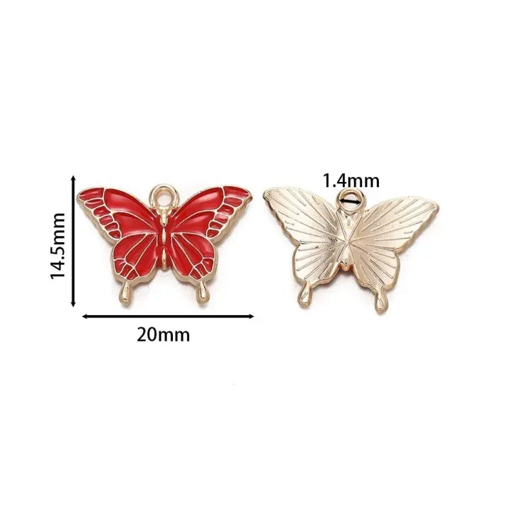 6-10Pcs Cute Butterfly Alloy Oil Drip Pendants
