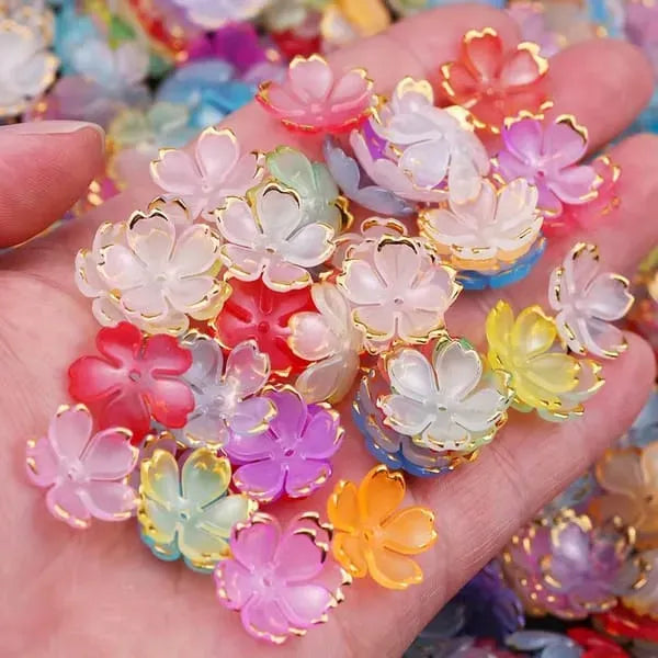 50/100pcs Acrylic Flower Beads