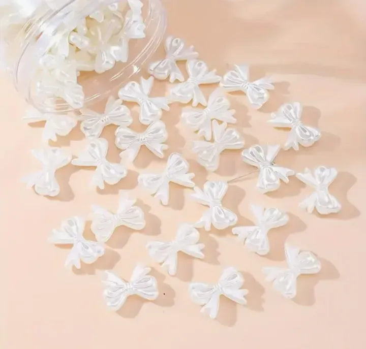 100/50 Pcs Pearl Bow Charm Diy or Jewelry Making