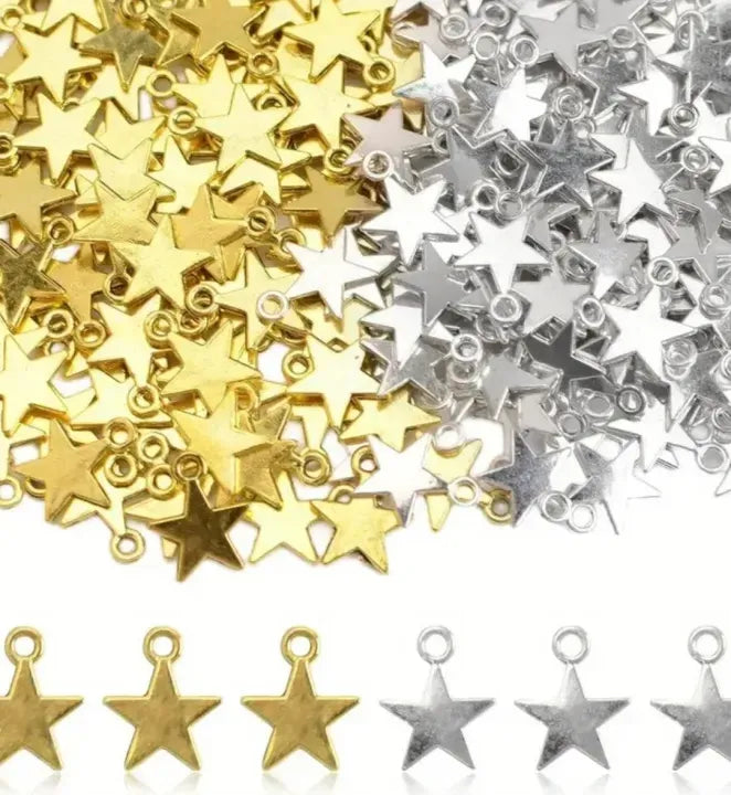 Pack of 100pcs Tiny Star Charms – 6mm Zinc Alloy Pendants
