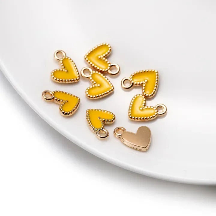 Colorful Alloy Heart Charms – 9x10mm Cute Love Pendants for DIY Bracelets