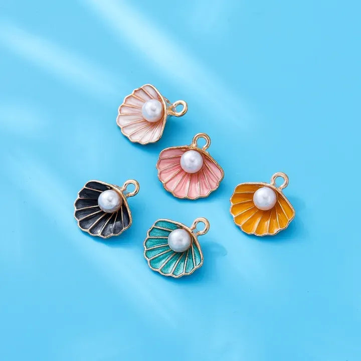 10pcs Pearl Shell Charms – 14.5x15.7mm Alloy Dripping Pendant