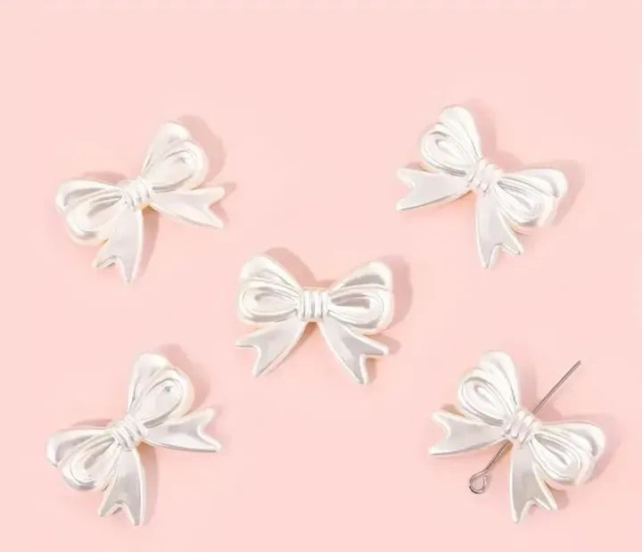 100/50 Pcs Pearl Bow Charm Diy or Jewelry Making