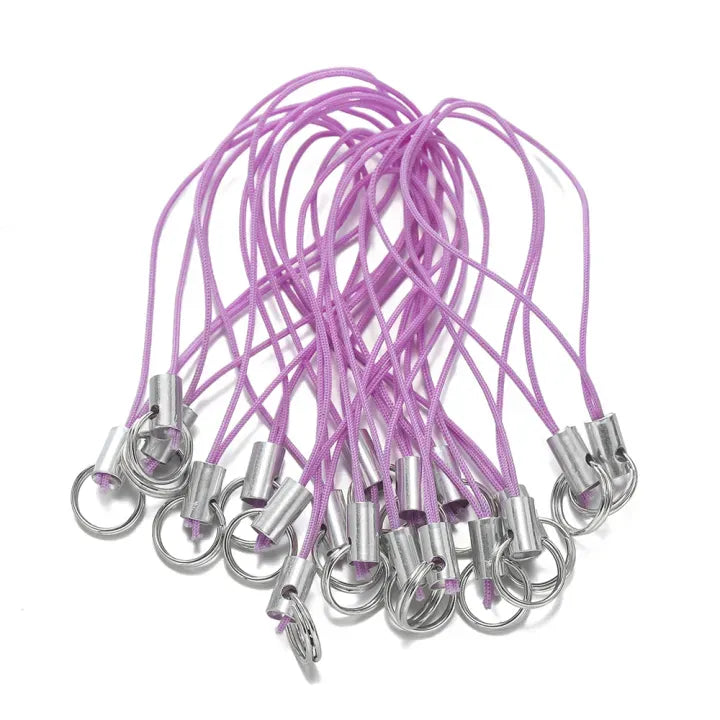 Polyester Colored Phone Lanyard With Double Rings For DIY Keychain