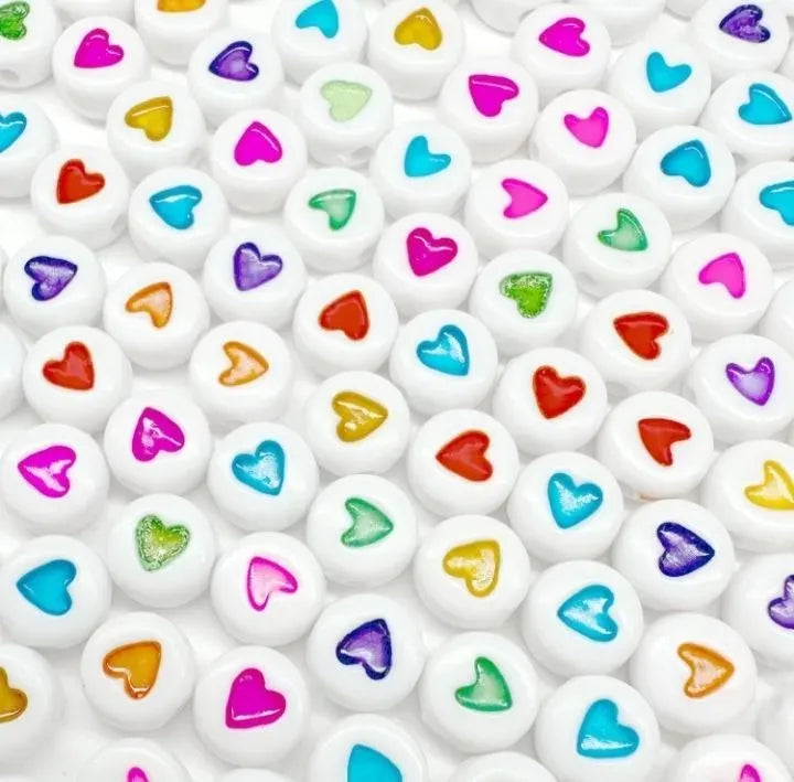 500/100 Pcs Mixed Color Heart Alphabet Beads