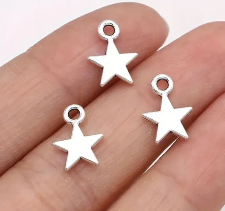 Pack of 100pcs Tiny Star Charms – 6mm Zinc Alloy Pendants