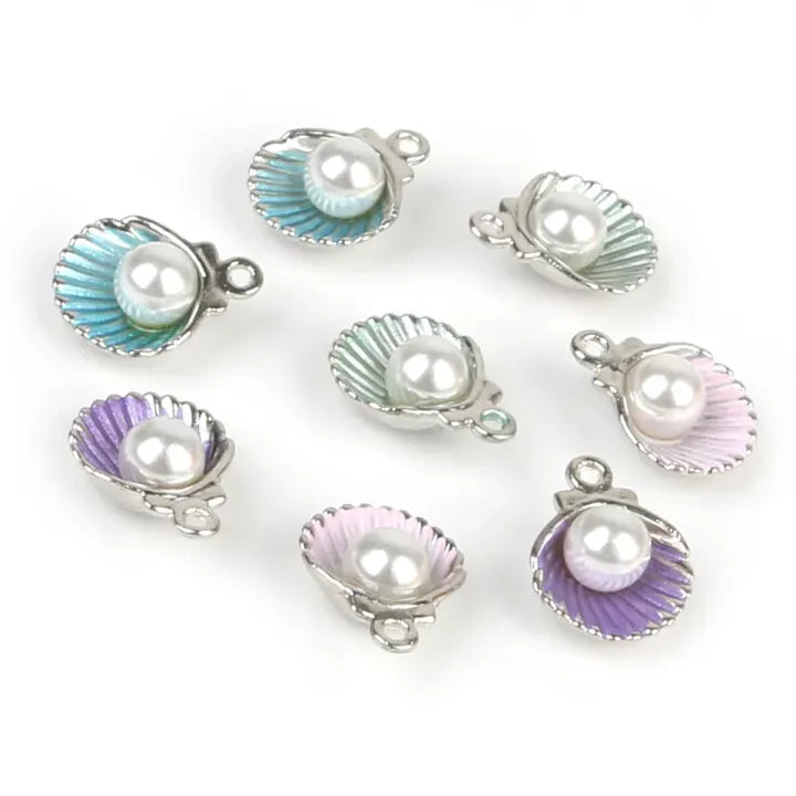 10pcs Pearl Shell Charms – 14.5x15.7mm Alloy Dripping Pendant