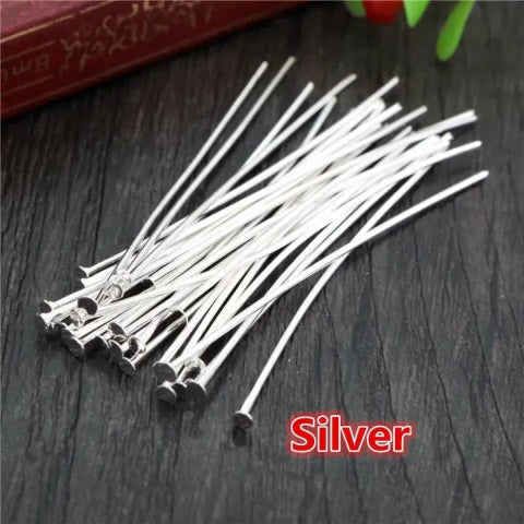 100 Pcs Pack (Golden & Silver) - 30mm - Flat Head Pins