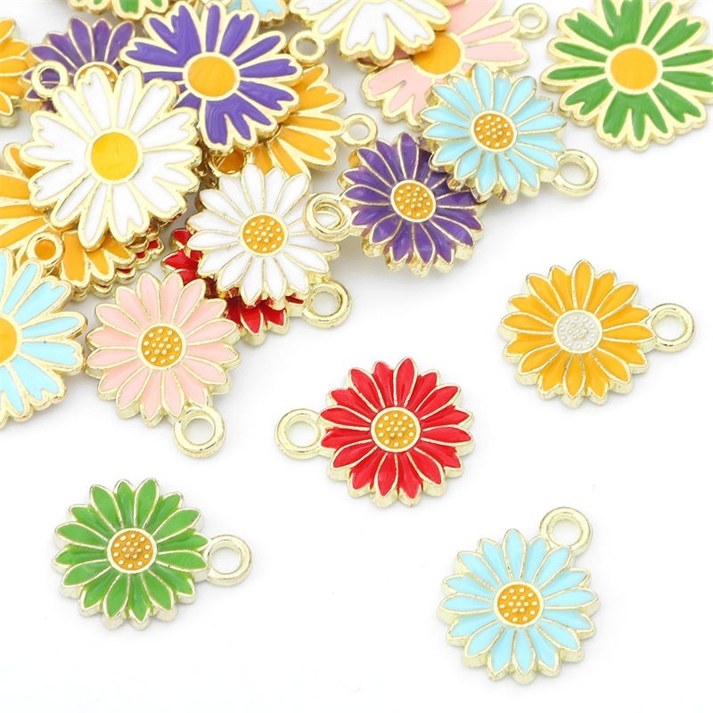10Pcs Flower Daisy Alloy Charms – Pendants for Making Bracelets