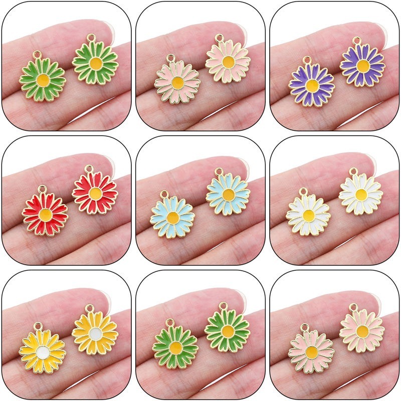10Pcs Flower Daisy Alloy Charms – Pendants for Making Bracelets