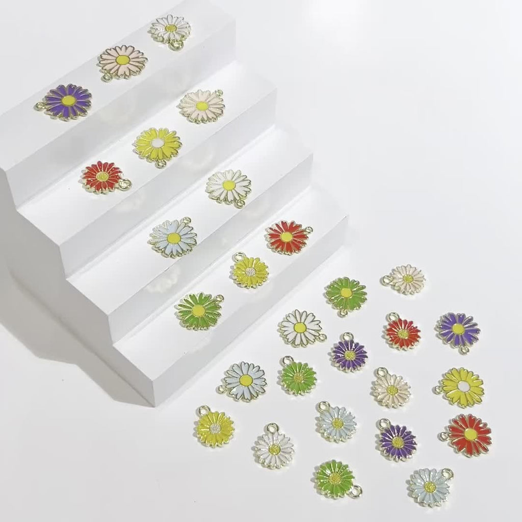 10Pcs Flower Daisy Alloy Charms – Pendants for Making Bracelets