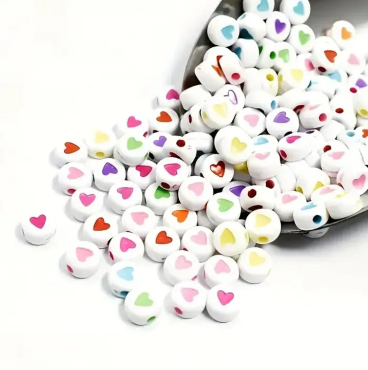 500/100 Pcs Mixed Color Heart Alphabet Beads