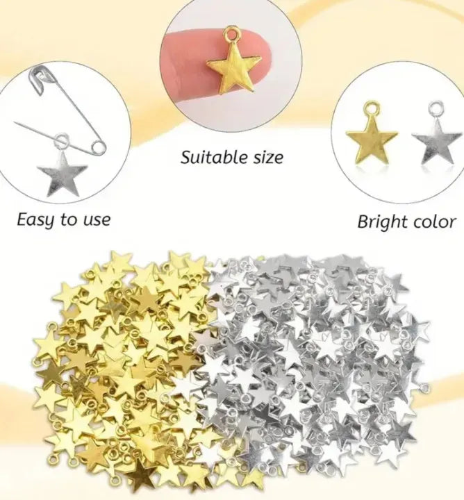 Pack of 100pcs Tiny Star Charms – 6mm Zinc Alloy Pendants