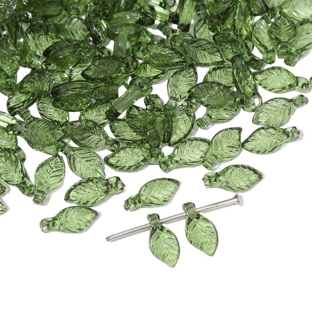 100 Acrylic Green Leaf Pendants