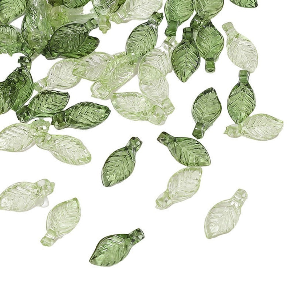 100 Acrylic Green Leaf Pendants