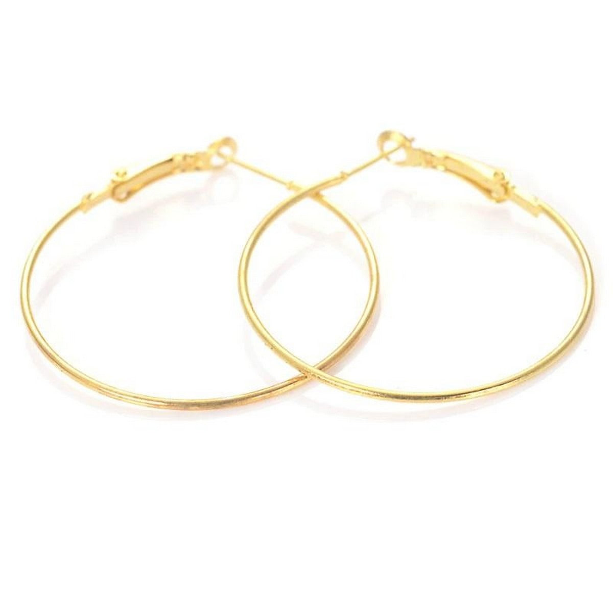Pack of 5 Pair Large Golden Hoop Earrings Base 40mm - Round Circle Wire Loop Findings