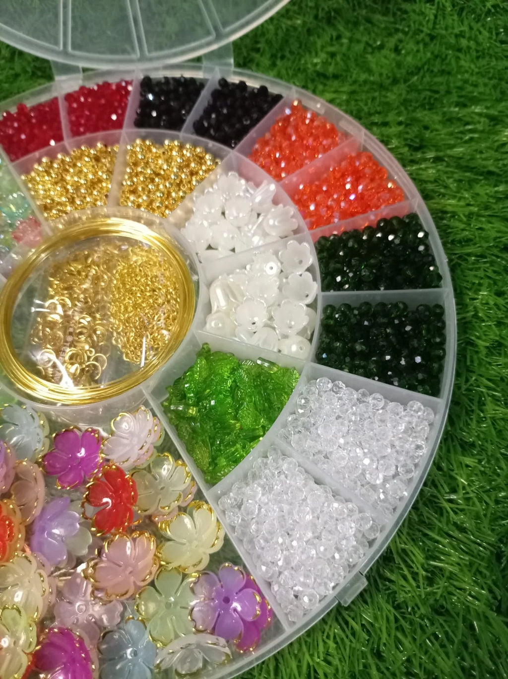Complete DIY Gajra Bracelet Making Kit with Round Storage Box