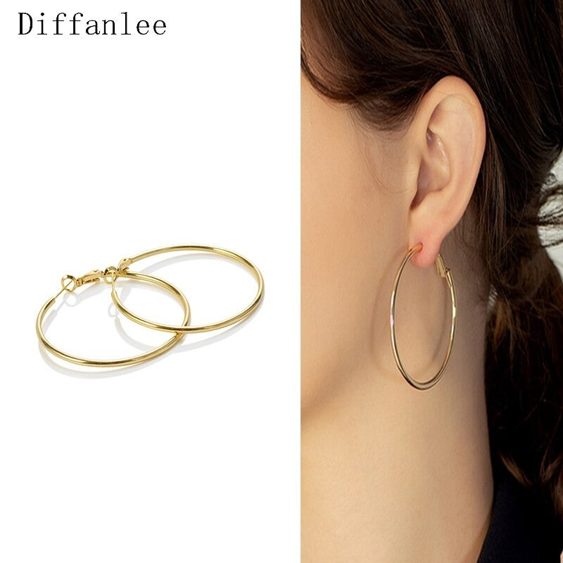 Pack of 5 Pair Large Golden Hoop Earrings Base 40mm - Round Circle Wire Loop Findings