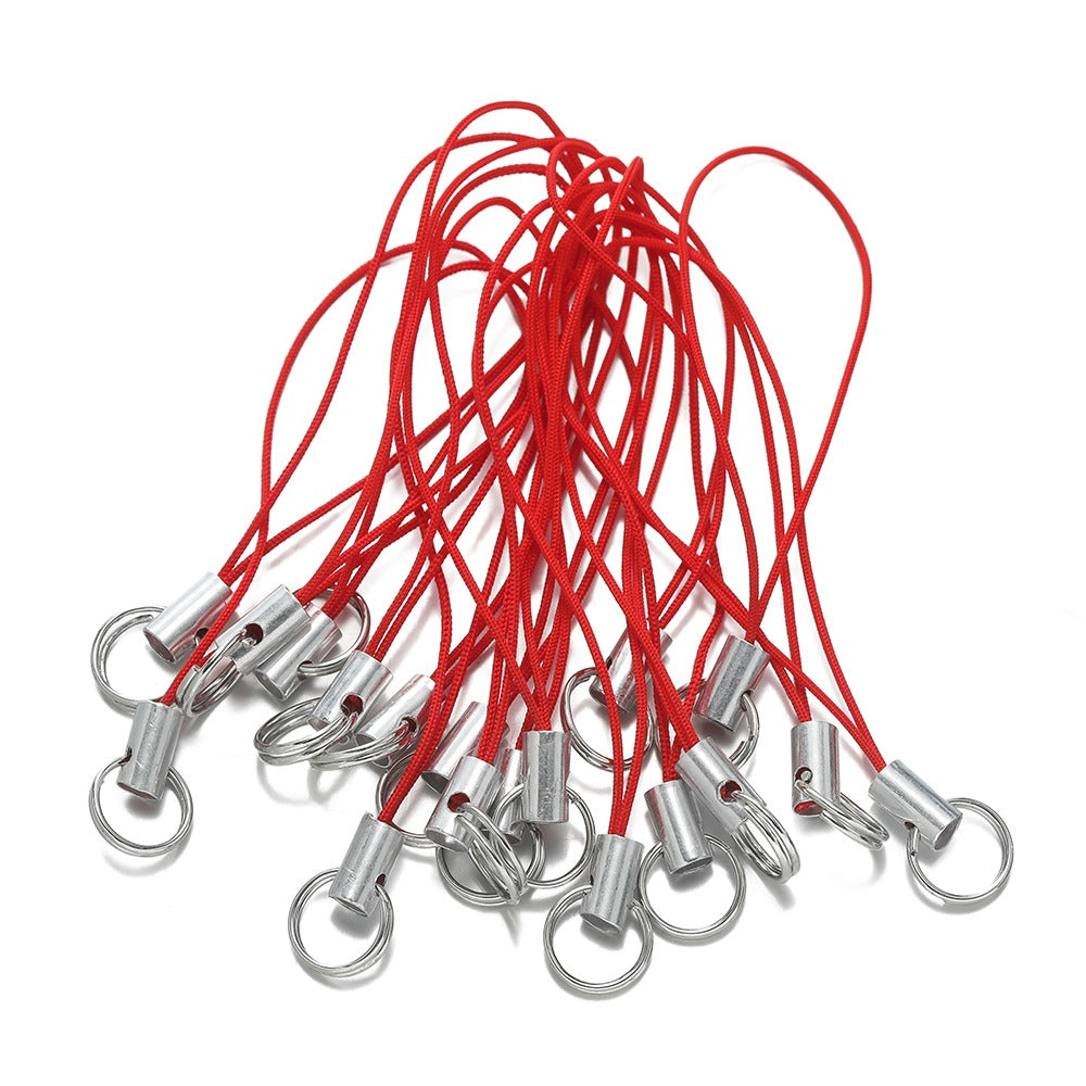 Polyester Colored Phone Lanyard With Double Rings For DIY Keychain