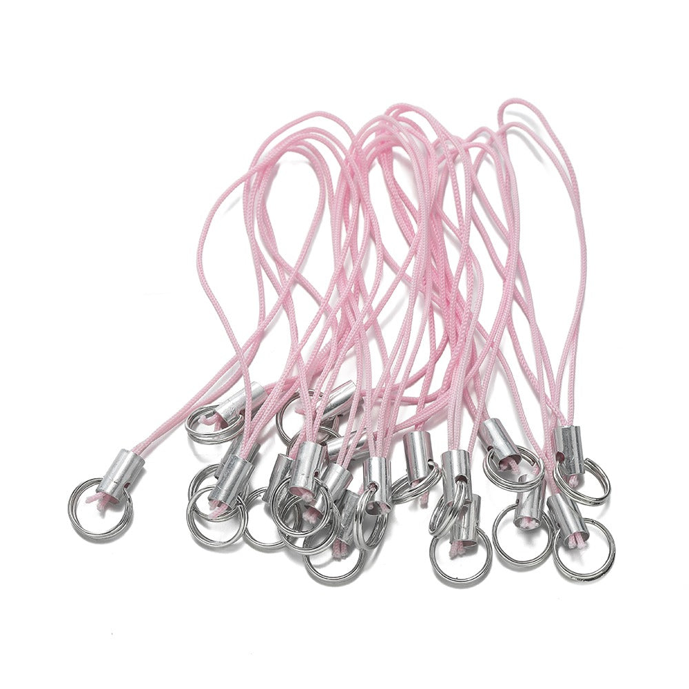 Polyester Colored Phone Lanyard With Double Rings For DIY Keychain