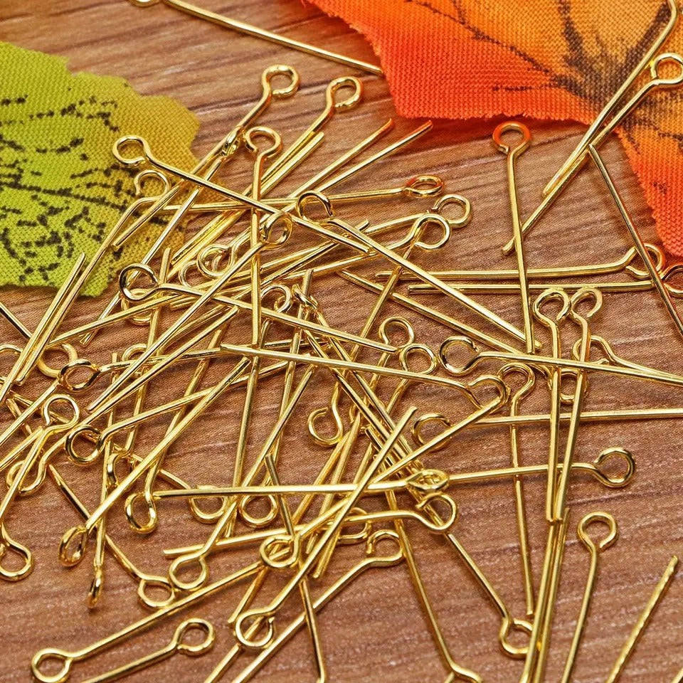 100 Pcs Pack (Golden & Silver) 30mm - High Quality Eye Pins