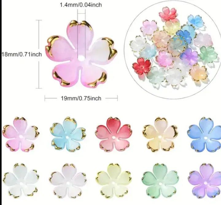 50/100pcs Acrylic Flower Beads