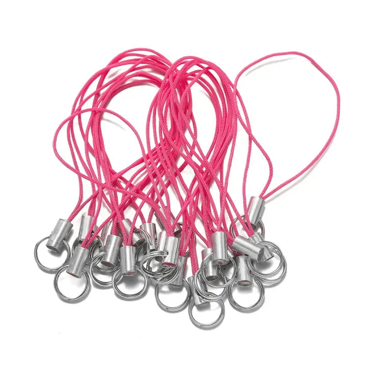 Polyester Colored Phone Lanyard With Double Rings For DIY Keychain