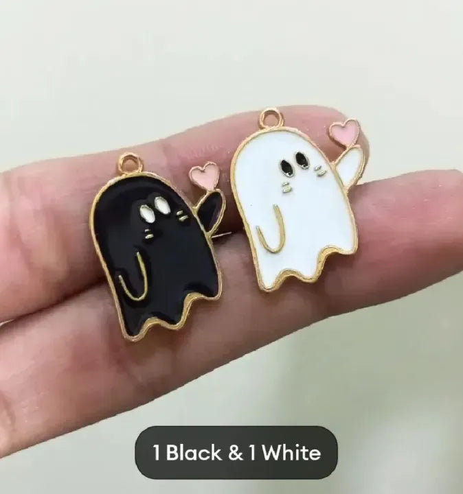 Cute Ghost Charms Black & White Alloy Pendants for Bracelet